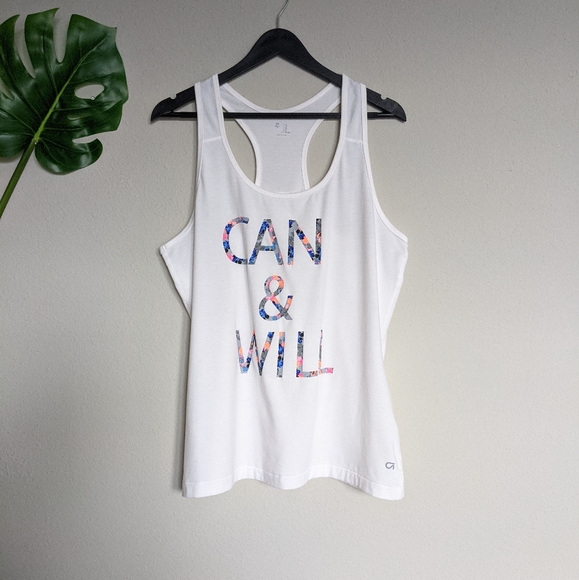 GAP Tops - GAP white & floral graphic racer back athletic top